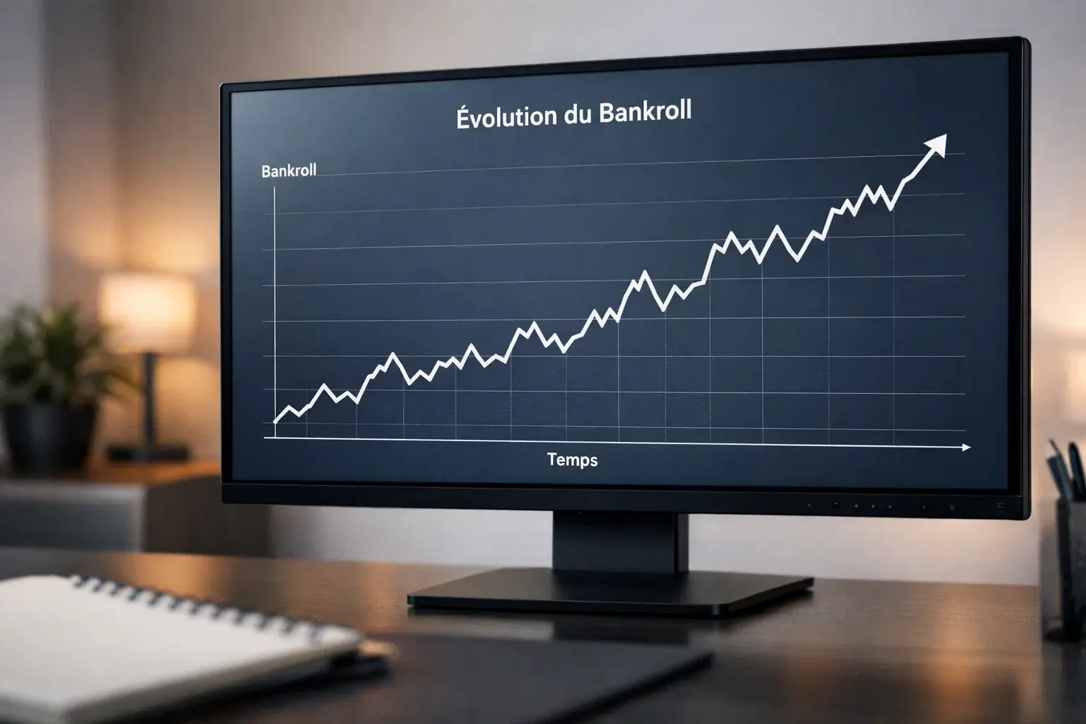 Graphique montrant l'évolution d'une bankroll de paris sportifs sur plusieurs mois