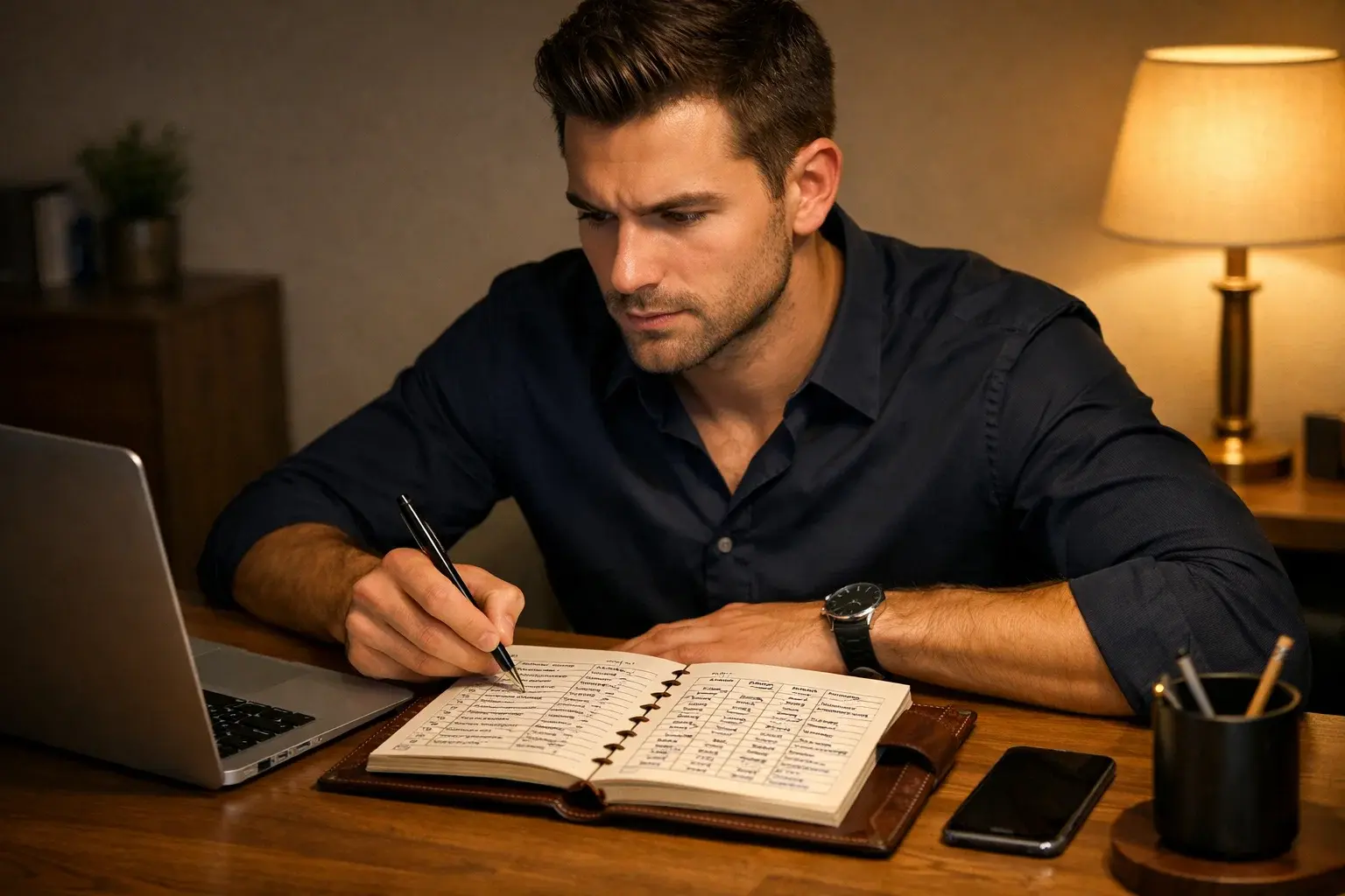 Parieur documentant méticuleusement ses paris dans un registre