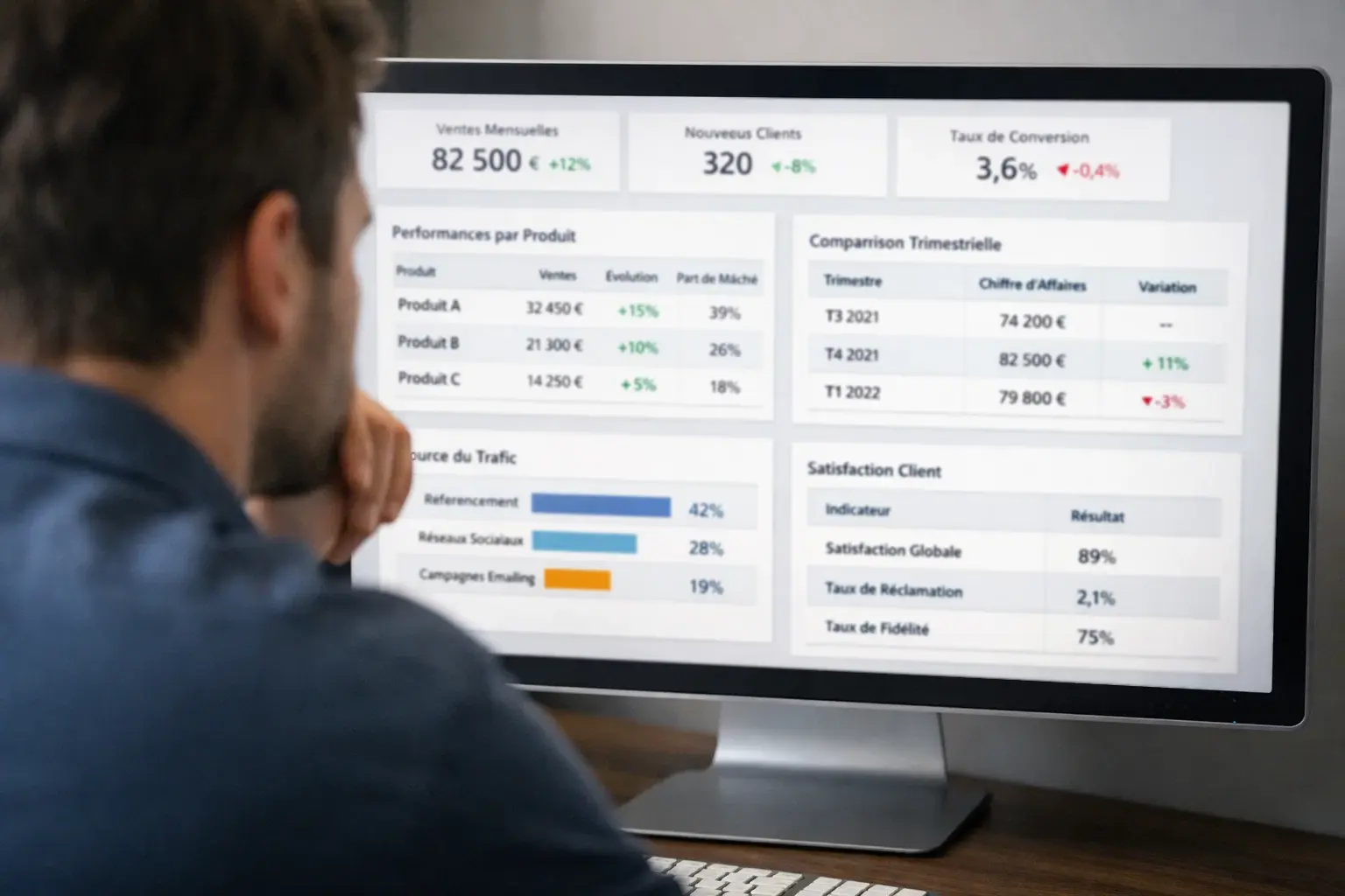 Interface de site statistique avec tableaux de données détaillées