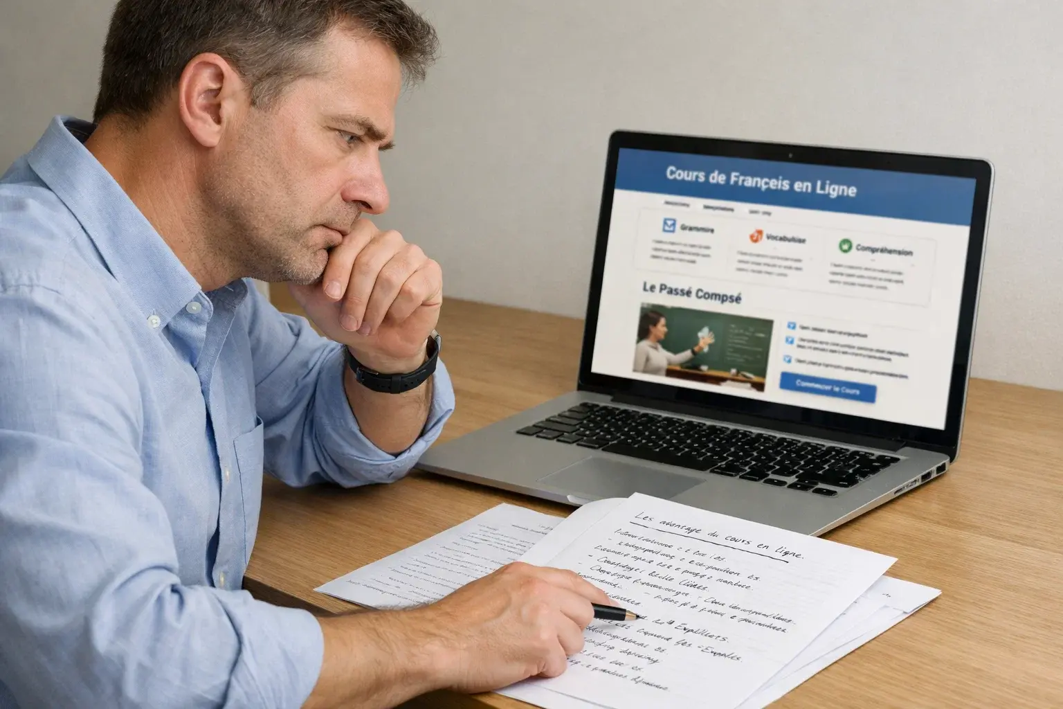 Personne évaluant de manière critique les ressources de formation disponibles