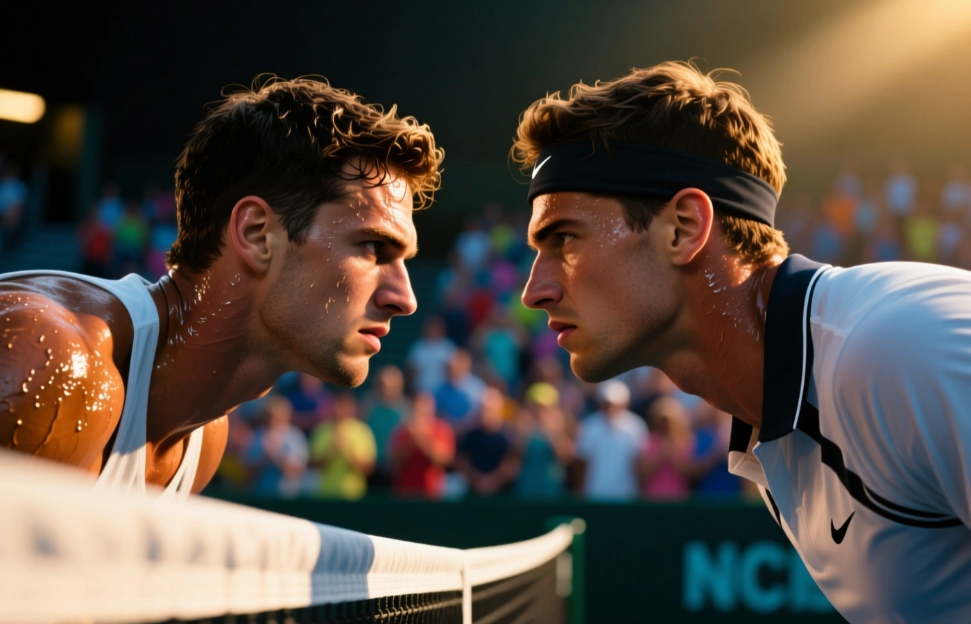 Confrontation psychologique entre deux joueurs de tennis