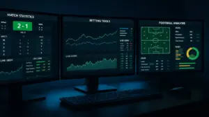 Dashboard professionnel d'analyse de paris sportifs avec multiples écrans