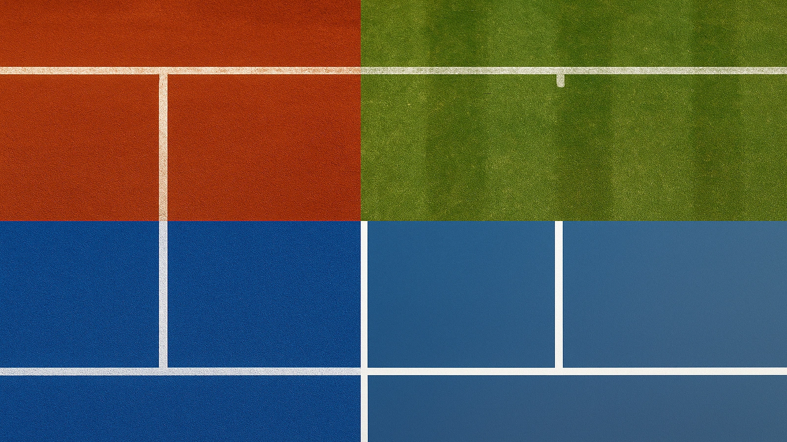 Comparaison des différentes surfaces de tennis : terre battue, gazon, dur et indoor
